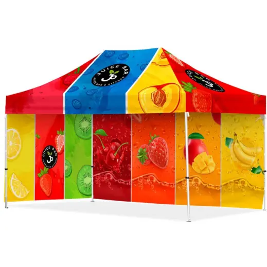 Coated Steel Sublimated Gazebo 4.5m x 3m - 1 Long Full-Wall Skin - 1 Short Full Wall Skin Branded